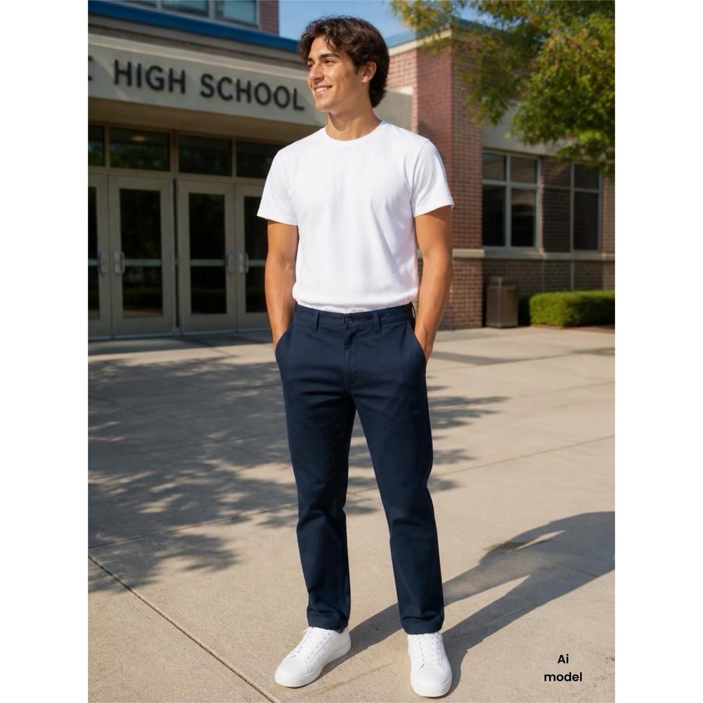 Dickies Flex Mens Navy Blue Straight Leg Work Pants Chinos Navy Blue